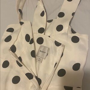 Antropologie Maeve Cream and Black Polka Dot Dress